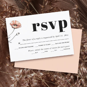 Cartons Réponse Vintage Pink poppies fleur sauvage mariage floral