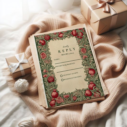 Cartons Réponse Vintage Pomegranate Garden Wedding