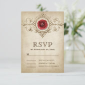 Cartons Réponse Vintage Romantique Rose Flourdissant Mariage (Debout devant)