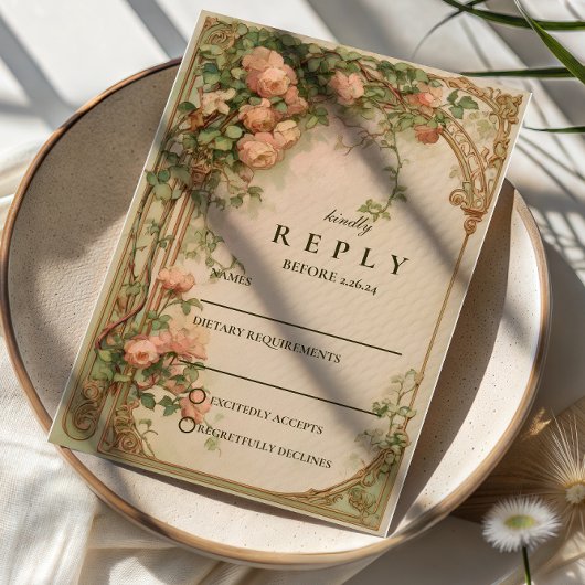 Cartons Réponse Vintage Rose Arch Wedding