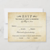 Cartons Réponse Vintage Rustic Black Flourish Mariage (Devant)