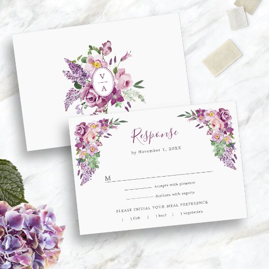 Cartons Réponse Violet Floral