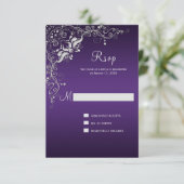 Cartons Réponse Violet foncé avec des volutes florales argentées o (Debout devant)