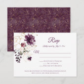 Cartons Réponse Violet foncé avec Roses de lignes d'or violet arri (Devant / Derrière)