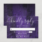 Cartons Réponse Violet Rustique Grange Boho Ouest Mariage (Devant / Derrière)