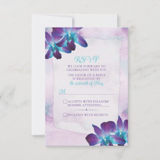 Cartons Réponse Violet Turquoise Bleu Dendrobium Mariage orchidée (Devant)
