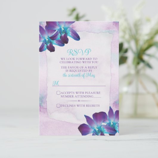 Cartons Réponse Violet Turquoise Bleu Dendrobium Mariage orchidée (Debout devant)