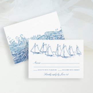 Cartons Réponse Voilier et Waves Blue Yacht Club Mariage