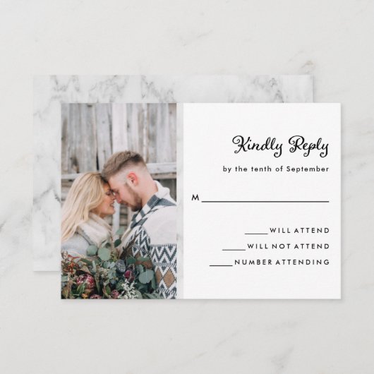 Cartons Réponse Votre photo et votre look élégant en marbre | Mari (Devant / Derrière)