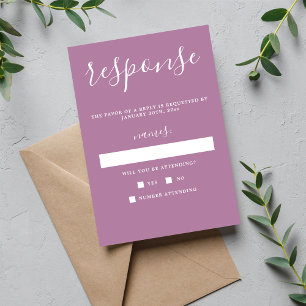 Cartons Réponse Vrai Simplicité 1 Lavande Violet Mariage minimal