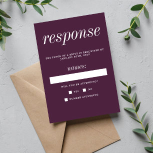 Cartons Réponse Vrai Simplicité 2 Plum Purple Minimaliste Mariage