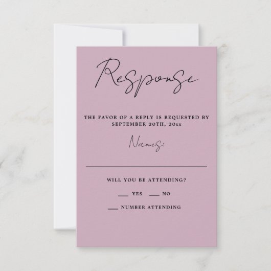 Cartons Réponse Vrai Simplicité 3 Script Minimal Wisteria Mariage (Devant)