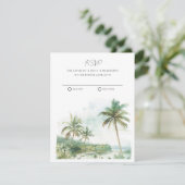 Cartons Réponse Watercolor Beach Destination Mariage (Debout devant)