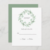 Cartons Réponse Watercolor Black Olive Wreath (Devant / Derrière)