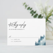 Cartons Réponse Watercolor Blue Forest Mariage d'hiver (Debout devant)