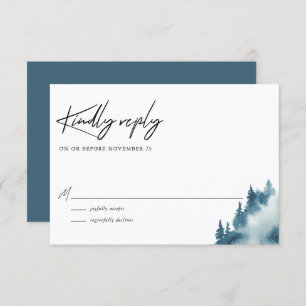 Cartons Réponse Watercolor Blue Forest Mariage d'hiver