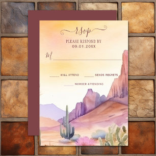Cartons Réponse Watercolor Desert et Cactus Mariage du sud-ouest