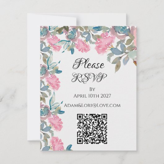 Cartons Réponse Watercolor Florals Wedding (Devant)