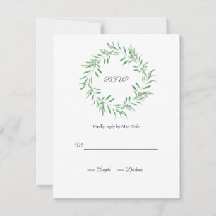 Cartons Réponse Watercolor Green Olive Wreath
