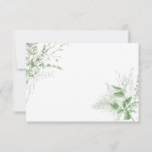 Cartons Réponse Watercolor Greenery Fern Rustic Wedding (Dos)