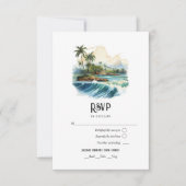 Cartons Réponse Watercolor Hawaii Destination Wedding (Devant)
