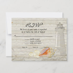 Cartons Réponse Watercolor Lighthouse Shells Beach Cottage Mariage