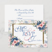 Cartons Réponse Watercolor Navy & Blush Mariage (Devant / Derrière)