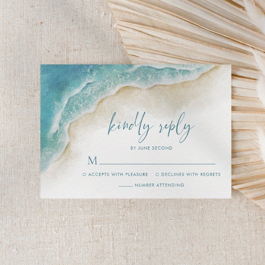 Cartons Réponse Watercolor Ocean Summer Beach Wedding