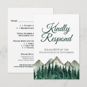 Cartons Réponse Watercolor Pine Forest Mariage Correspondant