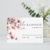 Cartons Réponse Watercolor Pink Magnolia QR Code Wedding  (Debout devant)