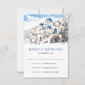 Cartons Réponse Watercolor Santorini Greece Wedding (Devant)