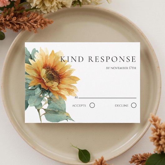 Cartons Réponse Watercolor Sunflower Elegant QR Code Wedding