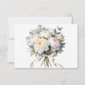 Cartons Réponse Watercolor White Peonies Wedding (Dos)