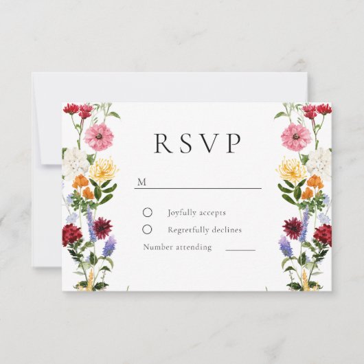 Cartons Réponse Watercolor Wildflowers Spring Summer Wedding (Devant)