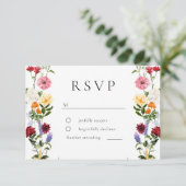 Cartons Réponse Watercolor Wildflowers Spring Summer Wedding (Debout devant)
