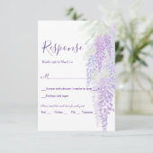 Cartons Réponse Watercolor Wisteria Blooms Mariage romantique (Debout devant)