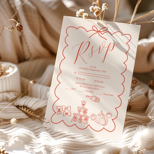Cartons Réponse Wavy Whimsical italien Mariage de doodle