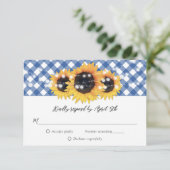 Cartons Réponse Wedding Blue Gingham (Debout devant)