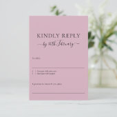 Cartons Réponse Wedding Blush Pink Signature Kindly Reply (Debout devant)