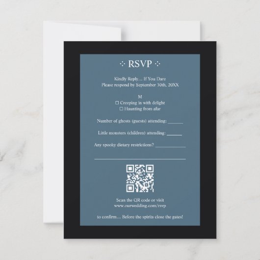 Cartons Réponse Wedding Couple Spooky Forest Toward Haunted Castle (Dos)