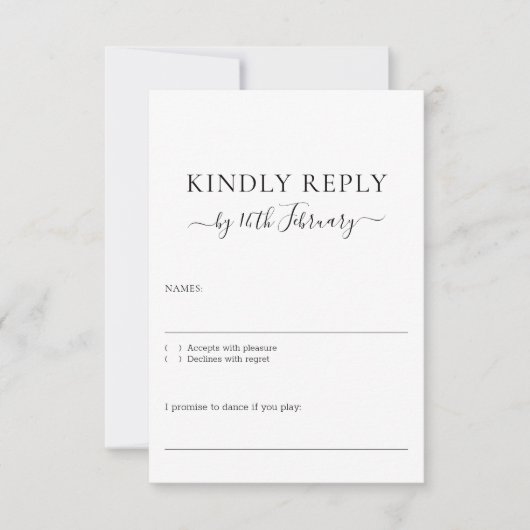 Cartons Réponse Wedding Formal Black Signature Kindly Reply (Devant)