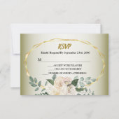 Cartons Réponse Wedding Greenery Leaves Pink Floral Gold Geometric (Devant)