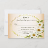 Cartons Réponse Wedding Rustic Golden Geometric White Floral Peach (Devant)