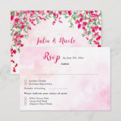 Cartons Réponse Wedding shower forestier tropical des Bougainvilli (Devant / Derrière)