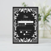 Cartons Réponse Western Country Cowboy Rustique Mariage (Debout devant)