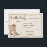 Cartons Réponse Western Cowboy Boots Grange Mariage Repas Choix<br><div class="desc">Simple rustique dessiné à la main à l'occidentale "rien de fantaisiste que l'amour" design mariage avec cadre de corde,  bottes de cowboy,  flûte de champagne,  pour une célébration de mariage décontracté ou d'élévation.</div>