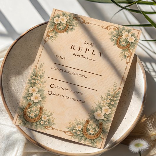 Cartons Réponse Western Desert Horseshoe Floral Wedding