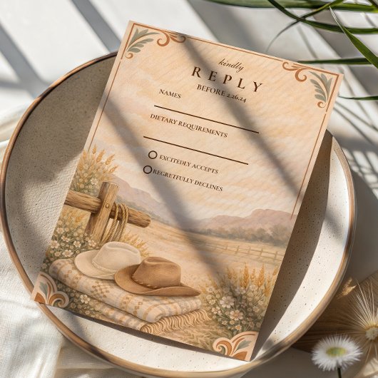 Cartons Réponse Western Desert Ranch Wedding
