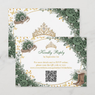 Cartons Réponse Western Émeraude Vert Doré Country Quinceañera