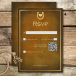 Cartons Réponse Western Rustic Horseshoe Code QR Brown & Or<br><div class="desc">Saddle-up pour une fête comme nul autre avec notre superbe carte de réponse mariage en cuir marron rustique avec un code QR. Inspiré par le charme sauvage du Wild West, ce design est parfait pour les couples qui souhaitent ajouter une touche de fantaisie à leur journée spéciale. Chaque carte comporte...</div>